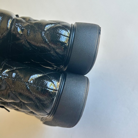 H&M Black Patent Leather Quilted Combat Boots size EUR 41, US 10.5 - Picture 12 of 14